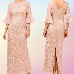 NWT Adrianna Papell ‘Sequin Embroidered Column Gown’ in “Blush Pearl” Size 2